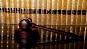 Golden Law Books & Gavel